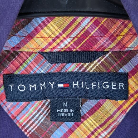 Tommy Hilfiger M Button Down Shirt Mens Purple Cotton Preppy Vintage Taiwan Rare - Picture 2 of 4